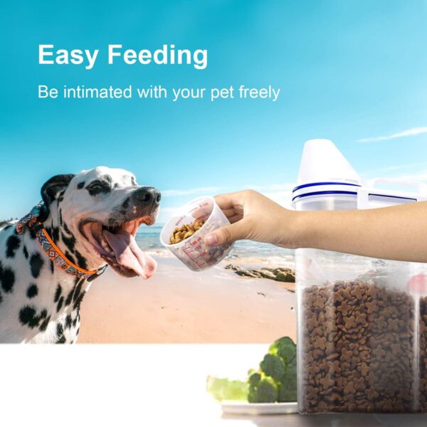 2L/5L Pet Food Storage Container for Dogs/Cats - Portable Dog Food Container for Dry Food, Small BPA-free Plastic Cat Food Storage Container with Lid and Measuring Cup, Pour Spout(2Liter)