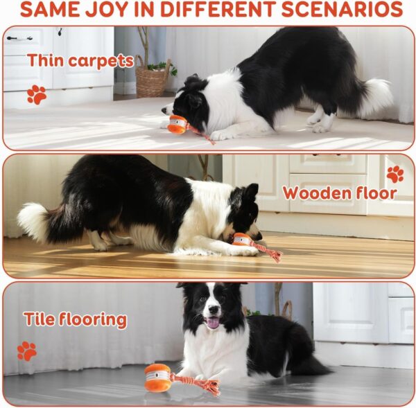 Interactive Dog Toys, Random Path Electric Automatic Moving and Rolling Dogs Toy with Rope for Small Medium Large Dogs, Motion-Activated Dog Stimulation Toy for Boredom Relief (Orange)
