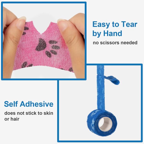 9 Rolls Pet Vet Wrap Self Adhesive Bandage Cohesive Dog Bandages for Pets Elastic Bandage Vet Wrap Tape for Wrist Ankle Sprains & Swelling 5cm x 4.5m