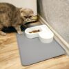 Cat & Dog Feeding Mat, Waterproof Pet Feeding Mat, Non-slip Sillicone Food Mat for Cats and Dogs(48X30CM)