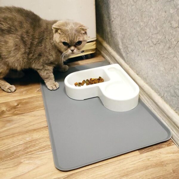 Cat & Dog Feeding Mat, Waterproof Pet Feeding Mat, Non-slip Sillicone Food Mat for Cats and Dogs(48X30CM)