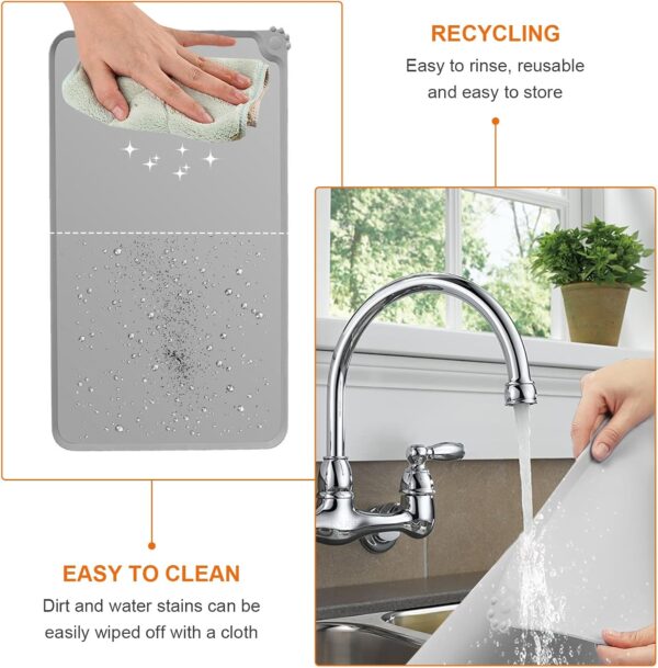 Cat & Dog Feeding Mat, Waterproof Pet Feeding Mat, Non-slip Sillicone Food Mat for Cats and Dogs(48X30CM)