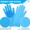 Pet Grooming Gloves - Heat Resistant Silicone Gloves with High-Density Teeth, Enhanced Five Finger Design for Bathing and Massaging Dogs and Cats, Blue