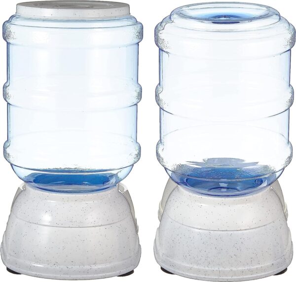 Automatic Dog Cat Water Dispenser Gravity Feeder Set, Pack of 2, Small, 6-Pound Food Capacity, 1-Gallon,