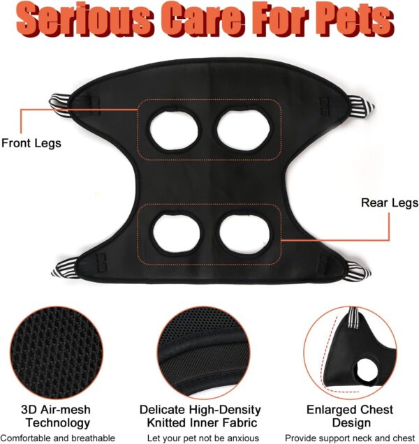 Dog Grooming Hammock Grooming Kit, Pet Nail Trimming Harness for Dog and Cat, Nail Cutting Helper for Small and Large Pet Bathing Shower Supplies (Small, Black)