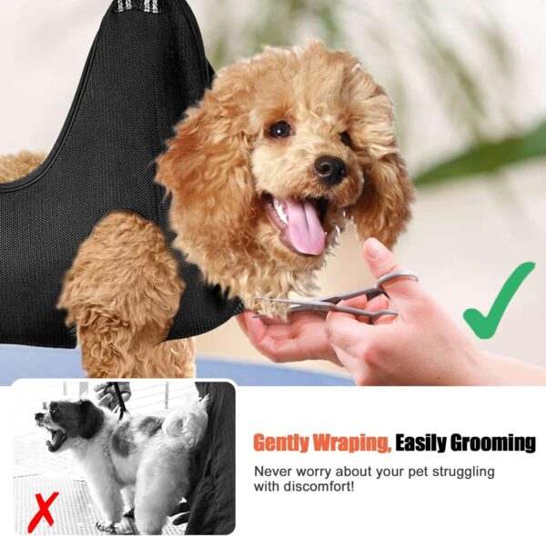 Dog Grooming Hammock Grooming Kit, Pet Nail Trimming Harness for Dog and Cat, Nail Cutting Helper for Small and Large Pet Bathing Shower Supplies (Small, Black)