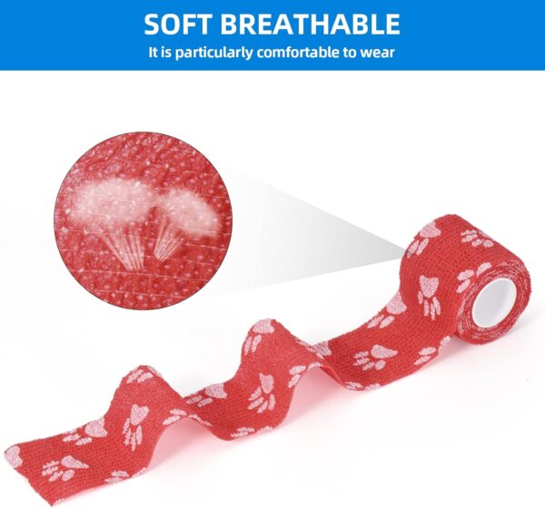 9 Rolls Pet Vet Wrap Self Adhesive Bandage Cohesive Dog Bandages for Pets Elastic Bandage Vet Wrap Tape for Wrist Ankle Sprains & Swelling 5cm x 4.5m