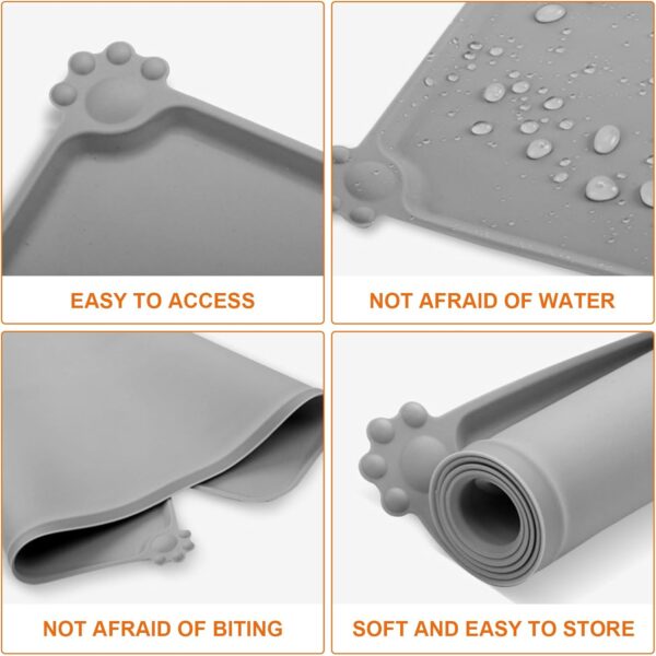 Cat & Dog Feeding Mat, Waterproof Pet Feeding Mat, Non-slip Sillicone Food Mat for Cats and Dogs(48X30CM)