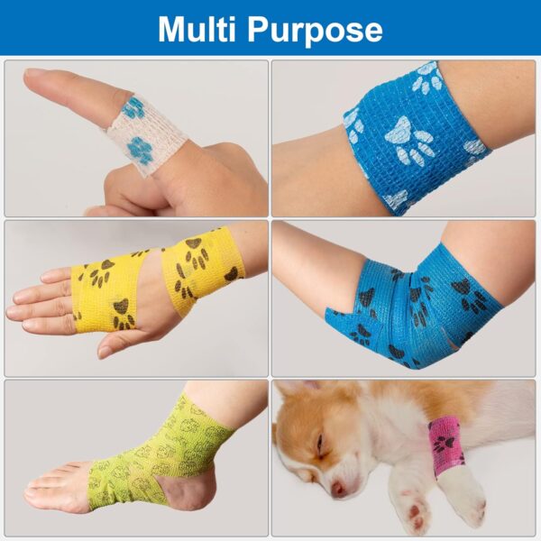 9 Rolls Pet Vet Wrap Self Adhesive Bandage Cohesive Dog Bandages for Pets Elastic Bandage Vet Wrap Tape for Wrist Ankle Sprains & Swelling 5cm x 4.5m