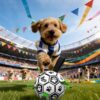 Dog Toys Dog Balls, World Cup Dog Soccer Ball with Straps, Dog Birthday, Herding Ball, Durable Balls for Small Medium Pet, Puppy Outdoor Toy (6 Inch)