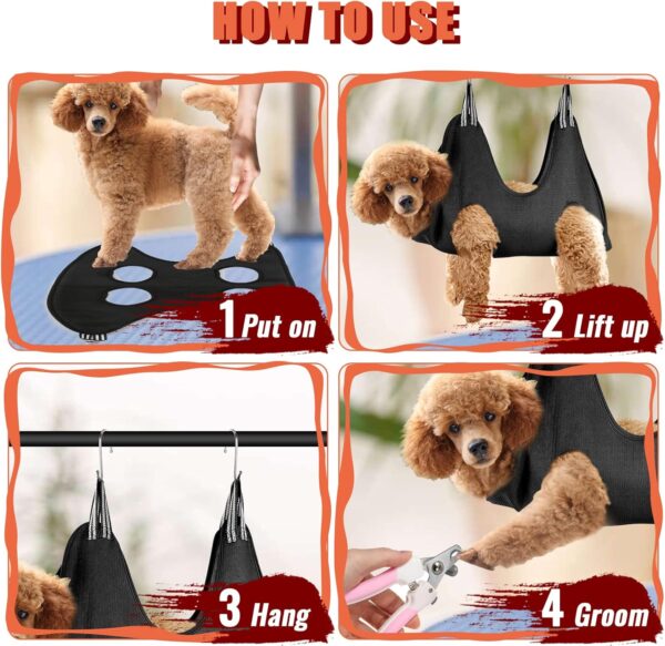 Dog Grooming Hammock Grooming Kit, Pet Nail Trimming Harness for Dog and Cat, Nail Cutting Helper for Small and Large Pet Bathing Shower Supplies (Small, Black)