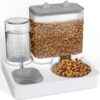 2 in 1 Automatic Pet Feeder, Food and Water Dispenser, for Small Cats And Dogs, 2.2L Food Feeder 1L Water Dispenser Gravity Dispenser Station for Home Travel Dark Grey