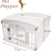 Pet Playpen Foldable Gate for Dogs Heavy Plastic Puppy Exercise Pen with Door Portable Indoor Outdoor Small Pets Fence Puppies Folding Cage 4 Panels Medium Animals House Supplies (33.5x33.5 inches)