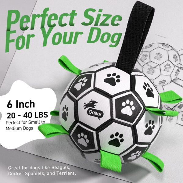 Dog Toys Dog Balls, World Cup Dog Soccer Ball with Straps, Dog Birthday, Herding Ball, Durable Balls for Small Medium Pet, Puppy Outdoor Toy (6 Inch)